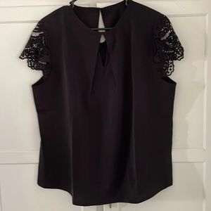 XL Black Lace Sleeve Blouse